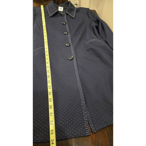 Cabi Carriage Jacket Navy Blue White 3/4 Sleeve Hip Length Collar Medium Classic - Picture 9 of 11